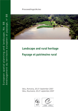 Landscape and Rural Heritage Paysage Et Patrimoine Rural