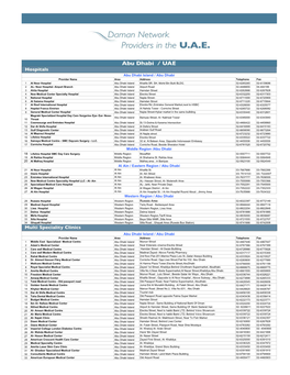 Abu Dhabi / UAE Hospitals Multi Speciality Clinics