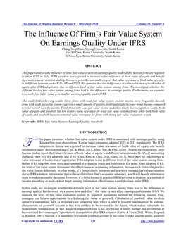 The Influence of Firm's Fair Value System on Earnings Quality Under