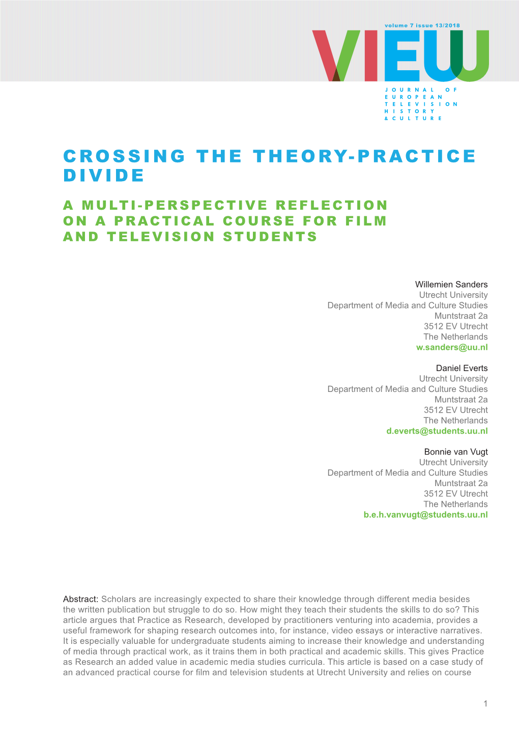 Crossing the Theory-Practice Divide