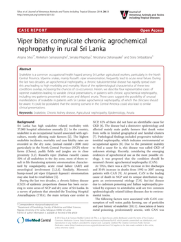 Viper Bites Complicate Chronic Agrochemical