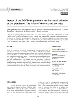Impact of the COVID-19 Pandemic on the Sexual Behavior of the Population