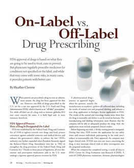 On-Label Vs. Off-Label Prescribing