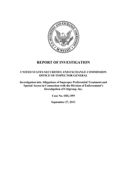 Report of Investigation