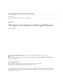 The Impact of Computers on the Legal Profession, 1977 Wash