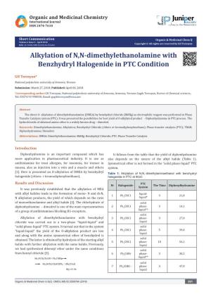 Alkylation of N,N-Dimethylethanolamine with Benzhydryl Halogenide in PTC Condition