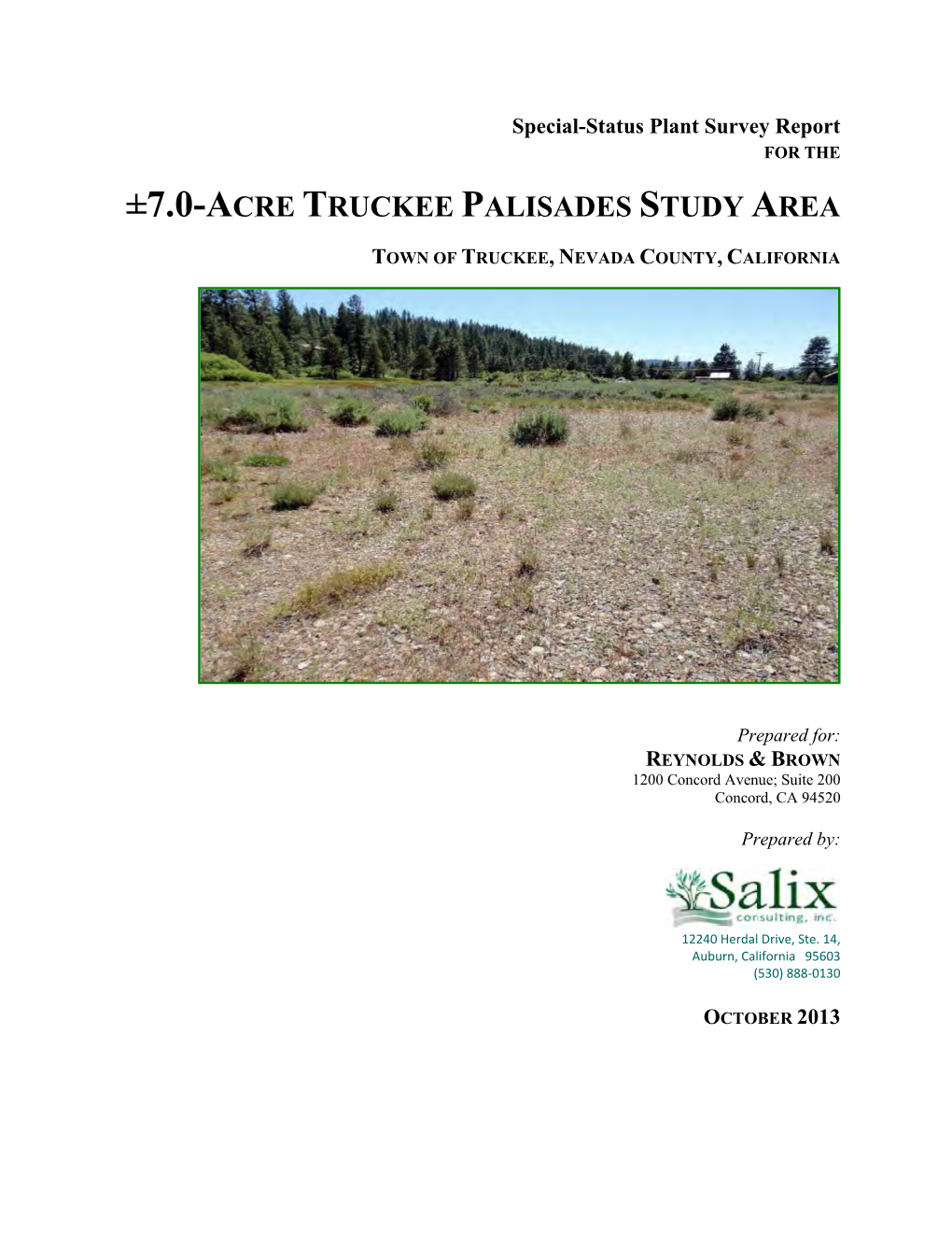 ±7.0-Acre Truckee Palisades Study Area