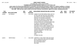 File Number Kerry County Council P L a N N I N G a P P L I C a T I O N S Planning Applications Received from 02/11/20 to 06/11