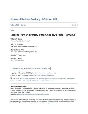 Lessons from an Inventory of the Ames, Iowa, Flora (1859-2000)