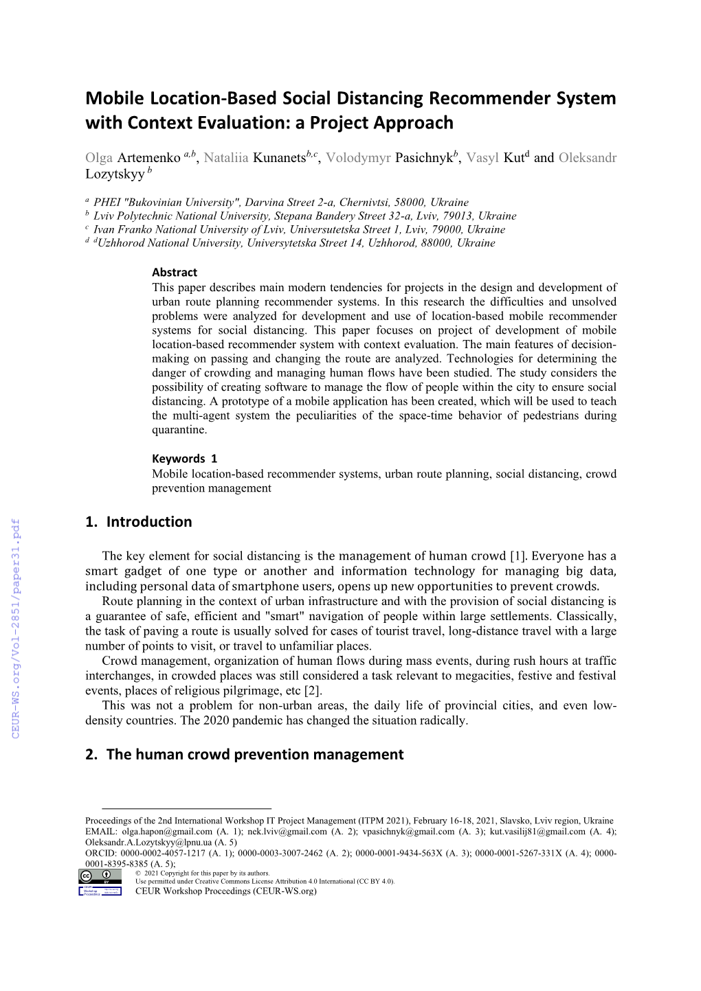 Mobile Location-Based Social Distancing Recommender System with Context Evaluation: a Project Approach