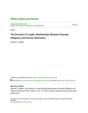 The Domains of Loyalty: Relationships Between Fiduciary Obligation and Intrinsic Motivation