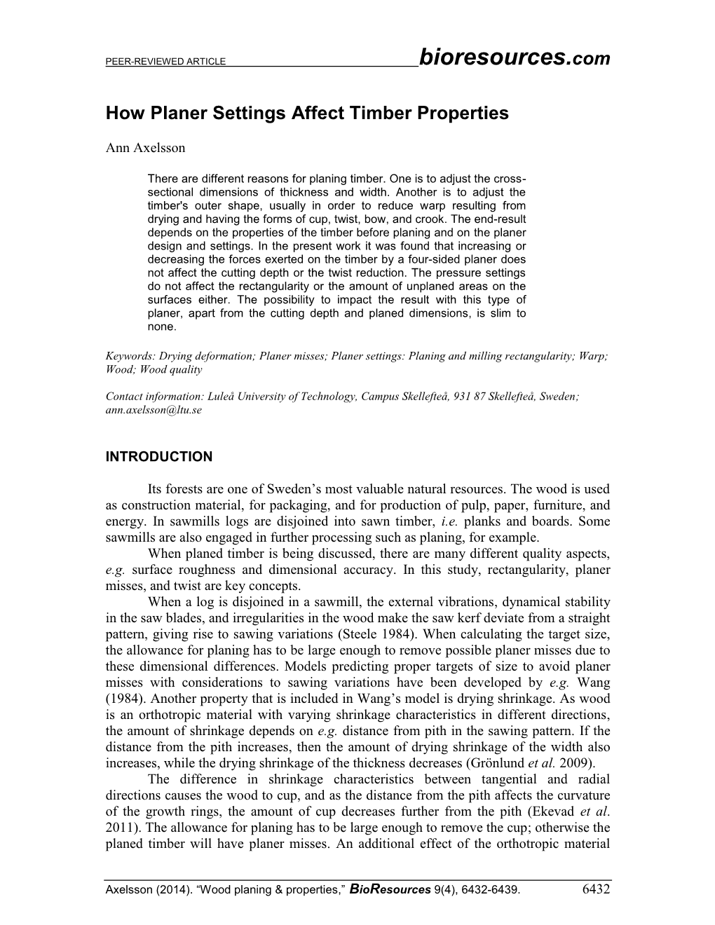 How Planer Settings Affect Timber Properties