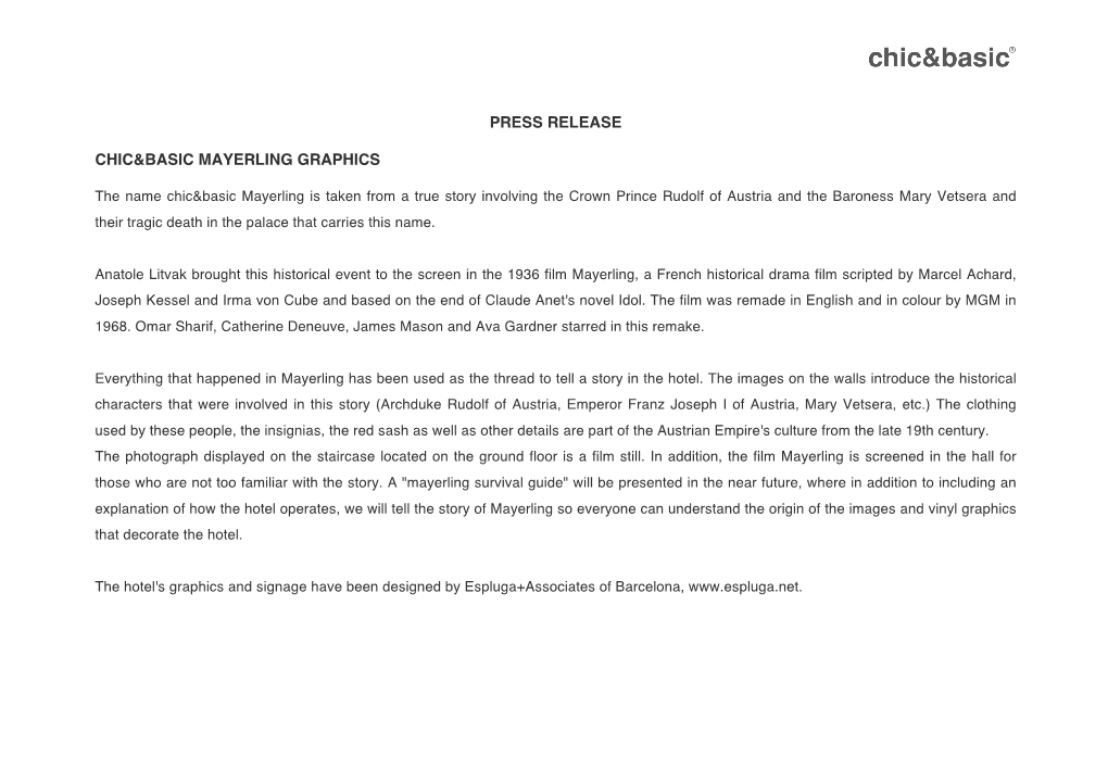 Press Release Chic&Basic Mayerling Graphics