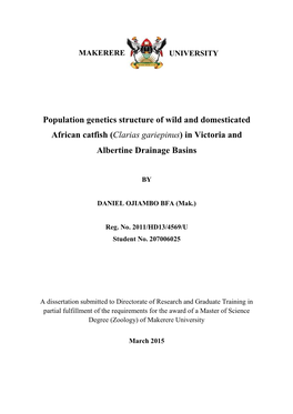 Population Genetics Structure of Wild and Domesticated African Catfish (Clarias Gariepinus) in Victoria and Albertine Drainage Basins