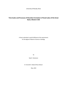 Time Scales and Processes of Shoreline Formation in Pluvial Lakes of the Great Basin, Western USA