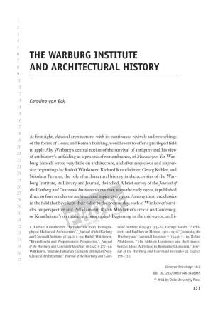 The Warburg Institute and Architectural History 133 CK181 11Vaneck 1Pp Sh.Indd 134 Part Part in Brink, and Claudia