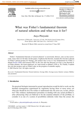 What Was Fisher's Fundamental Theorem of Natural Selection And