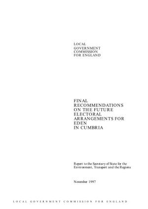 Final Recommendations on the Future Electoral Arrangements for Eden in Cumbria