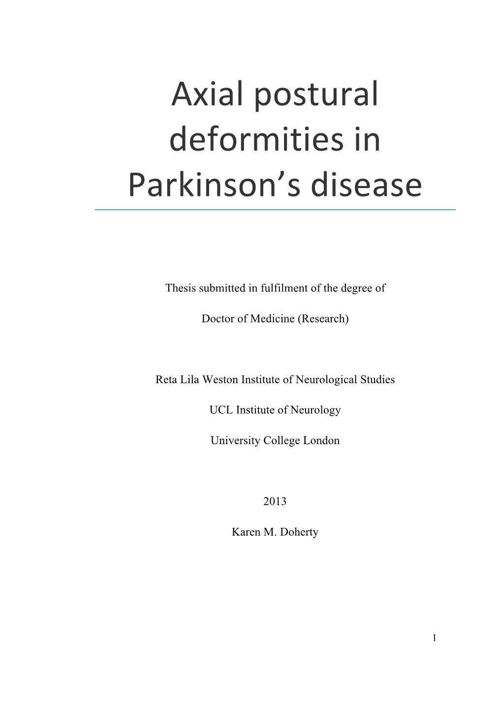 Axial!Postural! Deformities!In! Parkinson's!Disease!