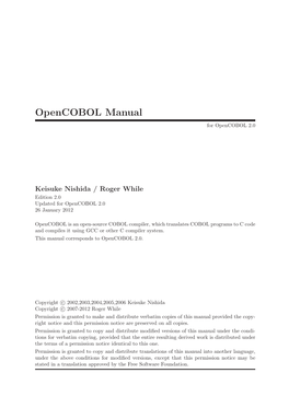 Opencobol Manual for Opencobol 2.0