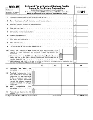 2021 Form 990-W (Worksheet)