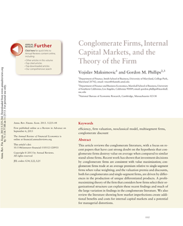 Conglomerate Firms, Internal Capital Markets, and the Theory of the Firm