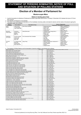 Statement of Persons Nominated & Notice of Poll & Situation of Polling