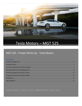 Tesla Motors – MGT 525