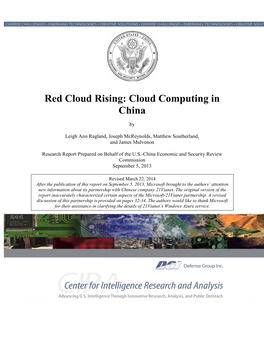 Red Cloud Rising: Cloud Computing in China (Revised)