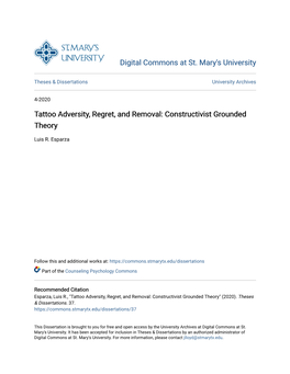 Tattoo Adversity, Regret, and Removal: Constructivist Grounded Theory