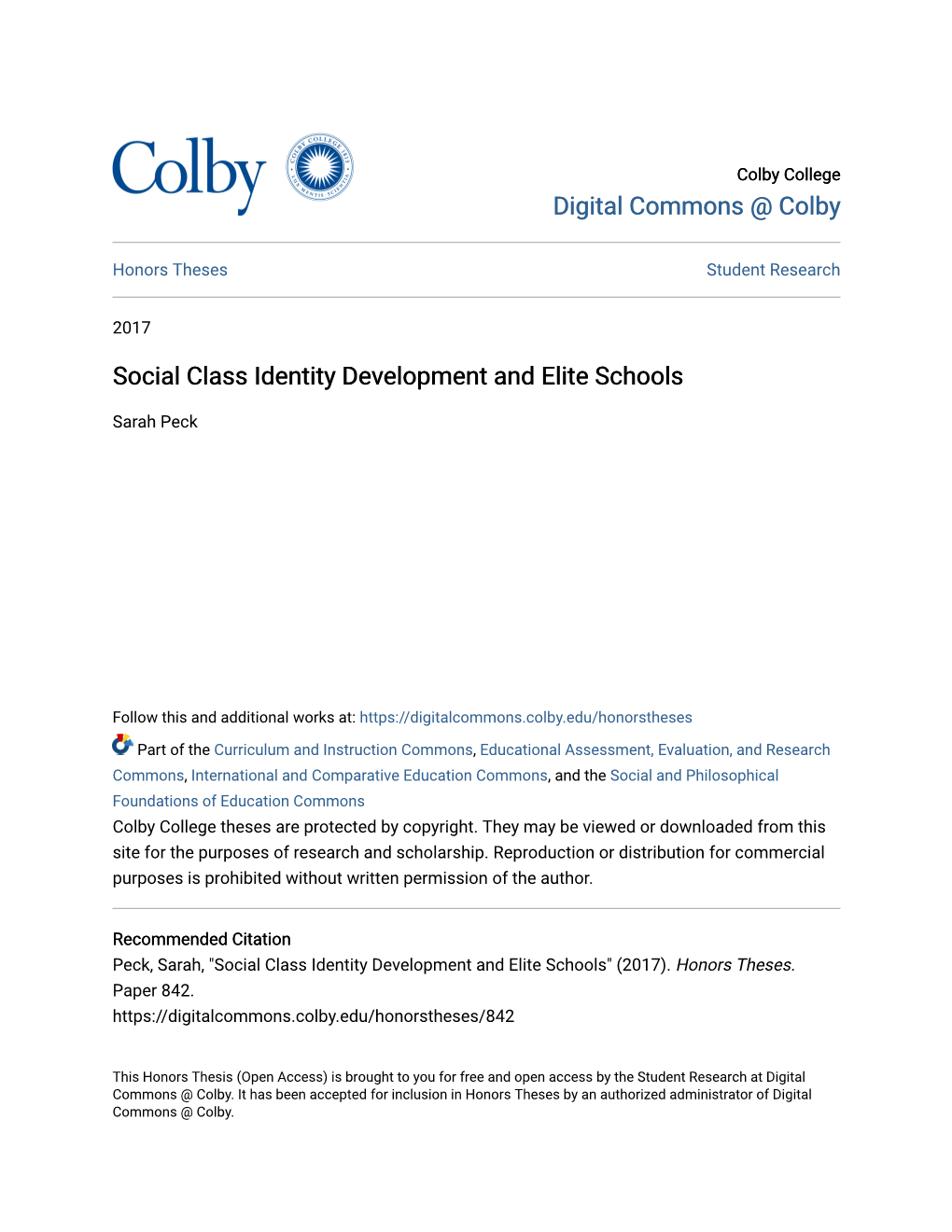 Social Class Identity Development and Elite Schools