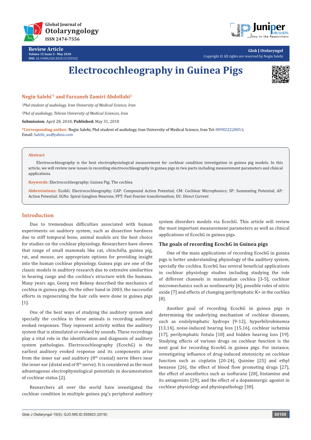 Electrocochleography in Guinea Pigs