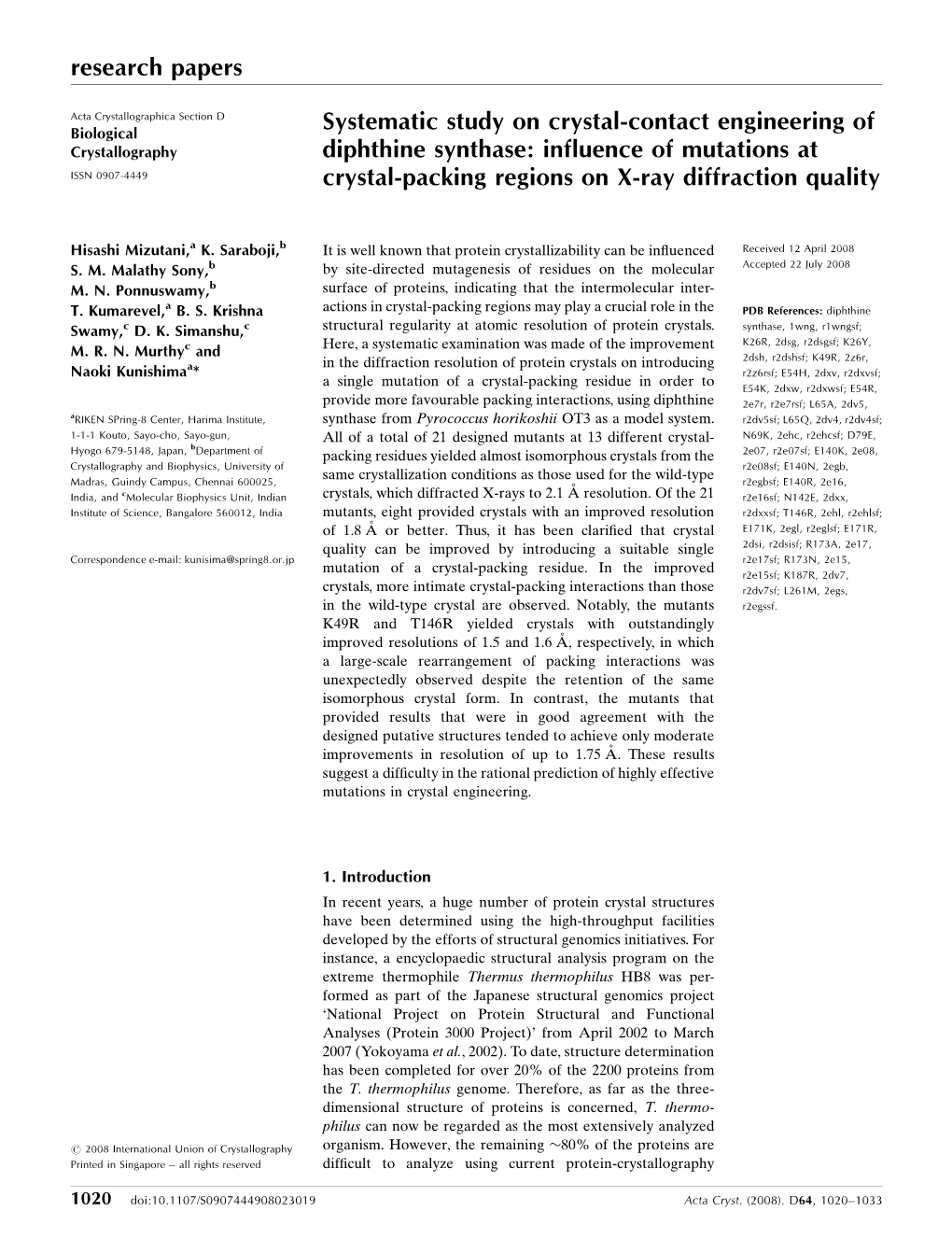 Systematic Study on Crystal-Contact Engineering of Diphthine Synthase