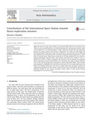 Contributions of the International Space Station Towards Future Exploration Missions