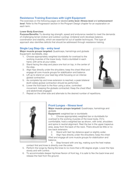 Resistance Training Exercises with Light Equipment Single Leg Step-Up