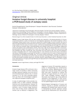 Original Article Invasive Fungal Disease in University Hospital: a PCR-Based Study of Autopsy Cases