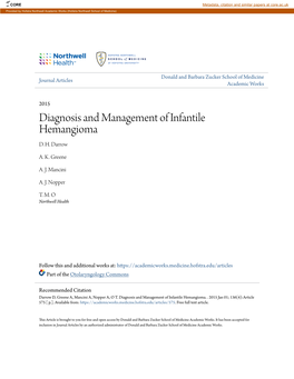 Diagnosis and Management of Infantile Hemangioma D