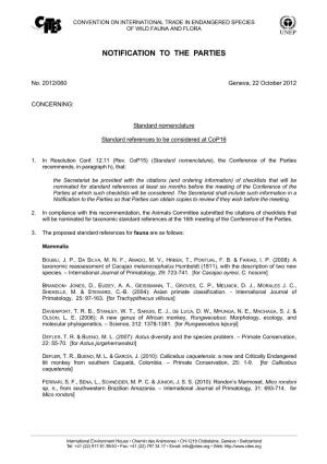 Notification to the Parties No. 2012/060