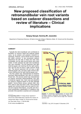 New Proposed Classification of Retromandibular Vein Root Variants Based on Cadaver Dissections and Review of Literature – Clinical Implications