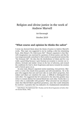 Religion and Divine Justice in the Work of Andrew Marvell