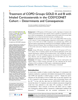 Treatment of COPD Groups GOLD a and B with Inhaled Corticosteroids in the COSYCONET Cohort – Determinants and Consequences