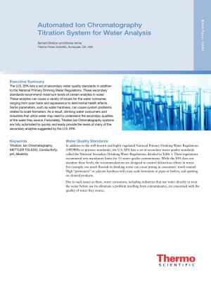 Automated Ion Chromatography Titration System for Water Analysis