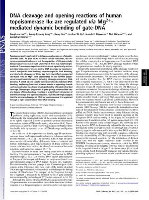 DNA Cleavage and Opening Reactions of Human Topoisomerase Iiα Are Regulated Via Mg2þ- Mediated Dynamic Bending of Gate-DNA