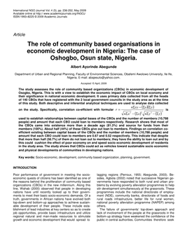 The Case of Oshogbo, Osun State, Nigeria