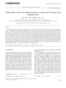 Triple-Girder Model for Modal Analysis of Cable-Stayed Bridges with Warping Effect L.D