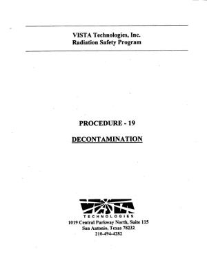 VISTA Technologies, Inc. Radiation Safety Program, Procedure