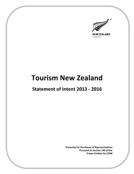 Tourism New Zealand Statement of Intent 2013