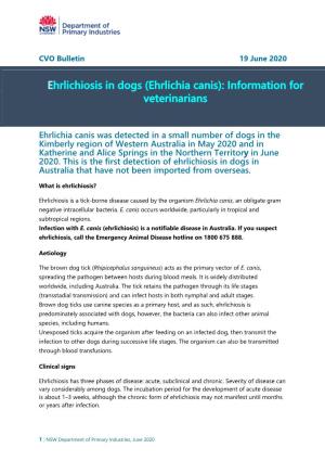 Ehrlichiosis in Dogs (Ehrlichia Canis): Information for Veterinarians