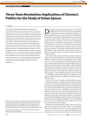 Implications of Cinema's Politics for the Study of Urban Spaces