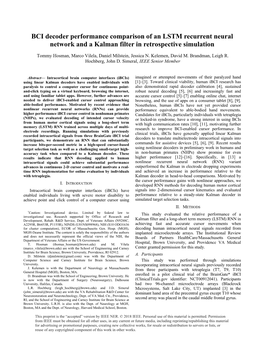 BCI Decoder Performance Comparison of an LSTM Recurrent Neural Network and a Kalman Filter in Retrospective Simulation